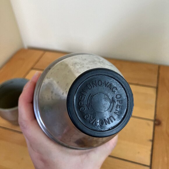 Uno Vac Coated Stainless Steel Thermos Lg 32oz DAMAGED Vintage Industrial Look - Picture 12 of 13